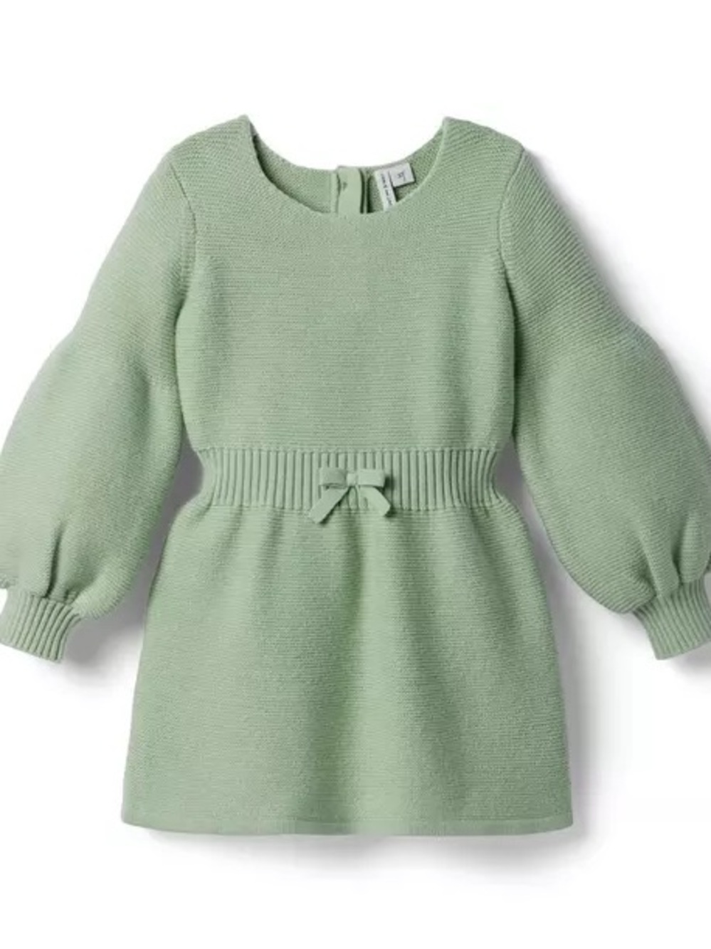 Janie and Jack Knit Puff-Sleeve Dress with Waist Bow